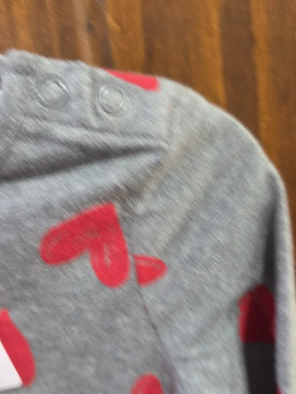 Carter's Gray Long-Sleeve One-Piece Bodysuit with Red Hearts